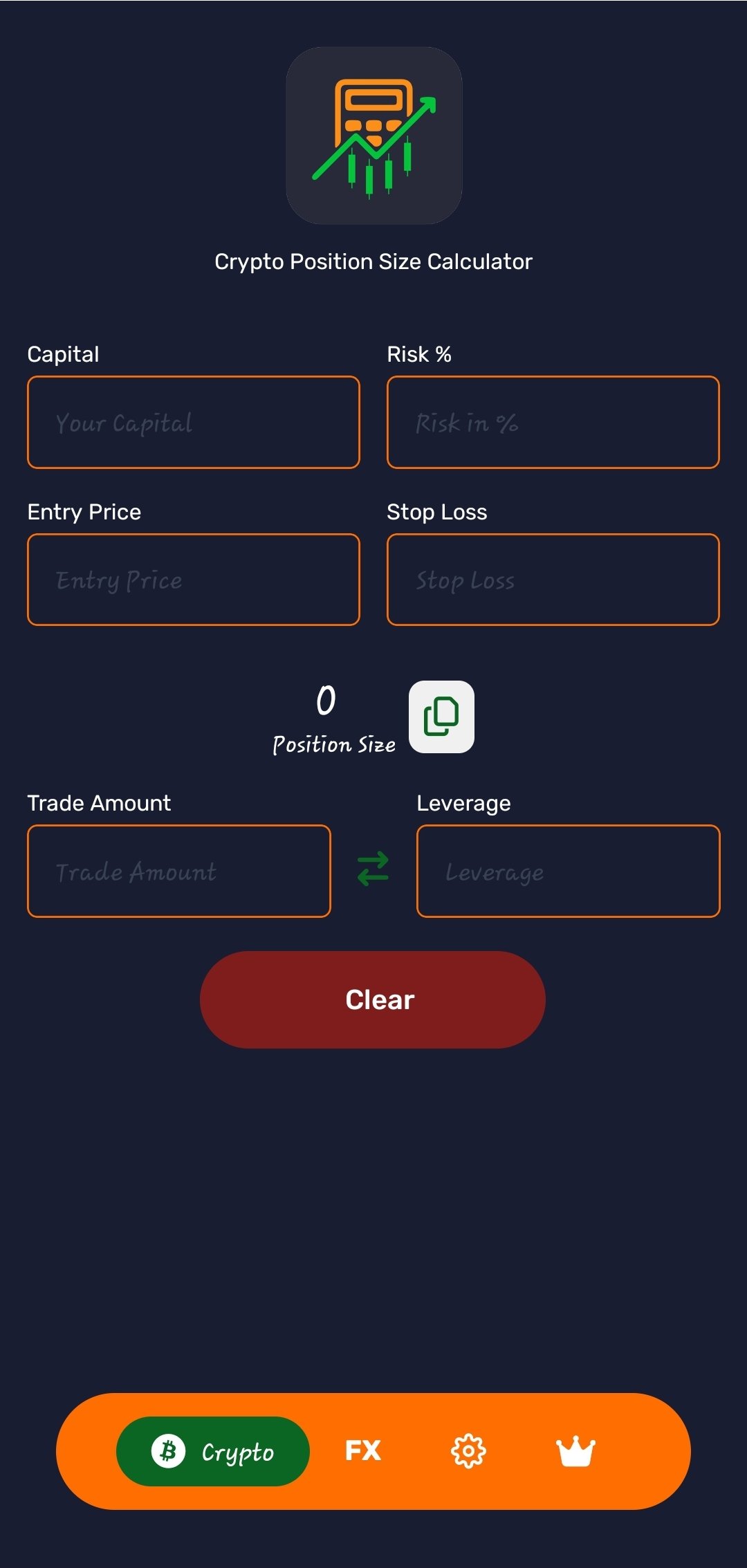 FX Crypto Calculator App Interface